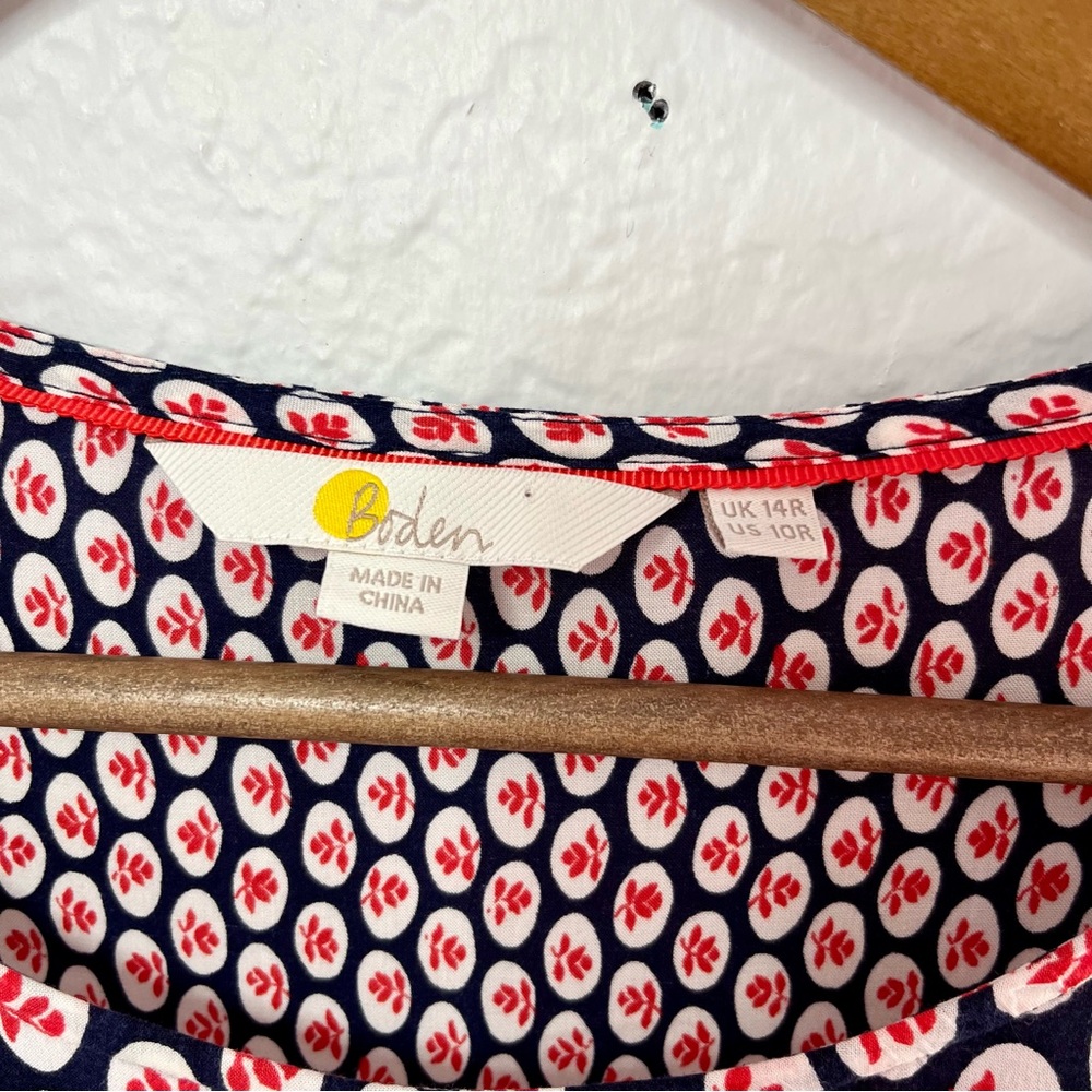 Boden • Edna tunic mini dress red blue print Size 10 - Picture 5 of 11